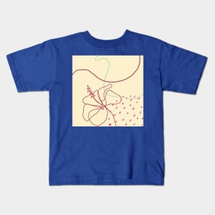 Mid Century Red Floral Blossom Abstract Art Kids T-Shirt